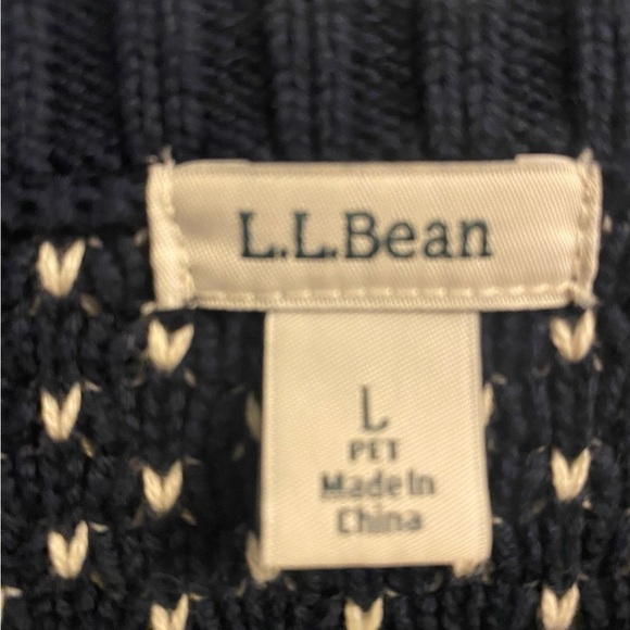 L.L Bean Faux leather button cardigan navy/white ladies large petite 100% cotton - Picture 5 of 12